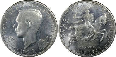 1946 100 Fr 600th Ann John the Blind BONNETAIN on rev MS64