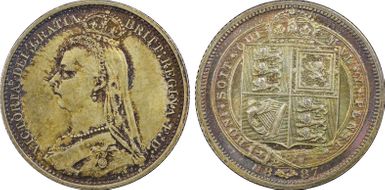 1887 6D S-3928 Shield Rev MS64