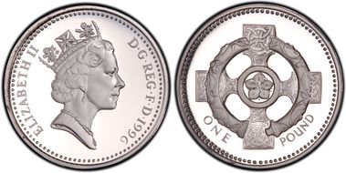 1996 £1 S-J11 N. Irish Design Ag Pft PR69DCAM
