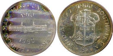 1960 5 Shil 50th Anniversary SA Union PR67
