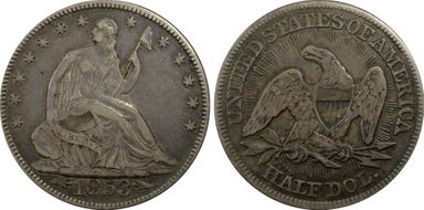 1853 50C Arrows & Rays VF35