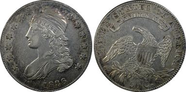 1836 50C O-106, Beaded Reverse XF40