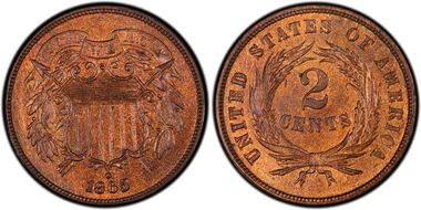 1865 2C Plain 5 MS64RB