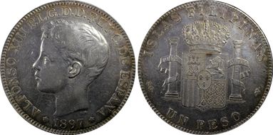 1897-SG V Peso Calico-122  Ag XF45