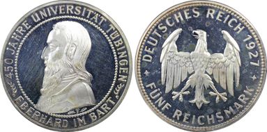 1927-F 5 Mk Tubingen J-329 PR63+ DCAM