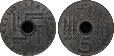 1940-D 5 Pfg Military Issue MS63