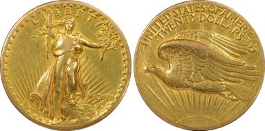 1907 $20 High Relief, Flat Edge XF40