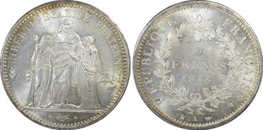 1848-K 5 Fr Gad-683 F-326 Hercule MS65