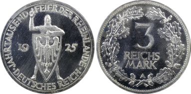 1925-A 3 Mk 1000 Years J-321 PR67CAM