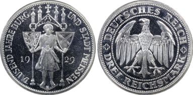 1929-E 3 Mk Meissen J-338 PR65CAM