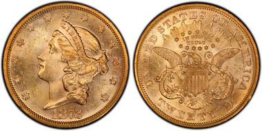 1872-S $20 MS61