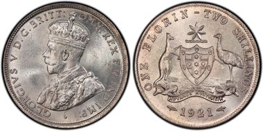 1921(m) Florin KM-27  Ag MS64