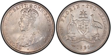 1931(m) Florin KM-27  Ag MS65