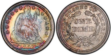 1853 10C Arrows MS65+