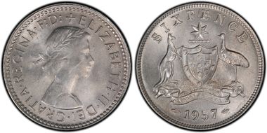 1957(m) 6D KM-58  Ag MS63