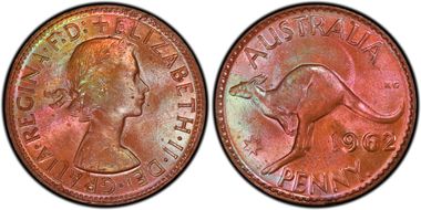 1962 Y. (p) 1D MS64+ RB