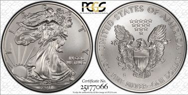 2011-S $1 Silver Eagle 25th Anniversary Set MS70