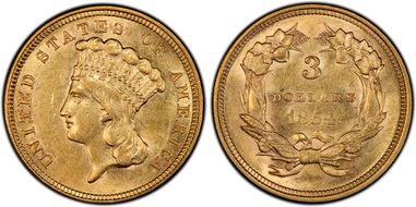 1854 $3 AU55