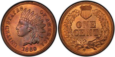 1869 1C MS65RD