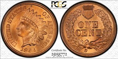 1864 1C Bronze MS66RD