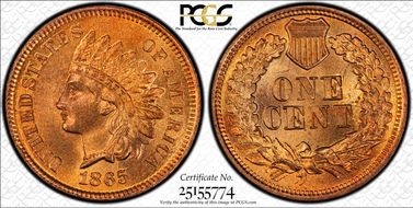 1865 1C Fancy 5 MS66RD