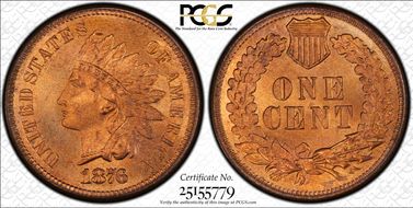 1876 1C MS66RD