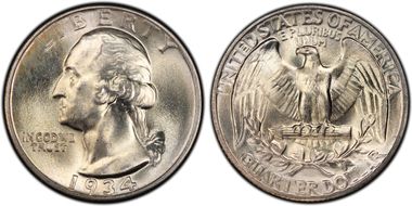 1934 25C Heavy Motto MS67+