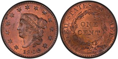 1820 1C N-15 Small Date MS63RB