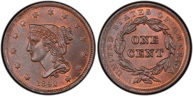 1842 1C N-2 MS65+ BN