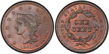 1841 1C Newcomb 7 MS66BN