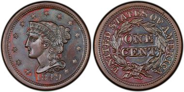 1849 1C Newcomb 3 MS64BN