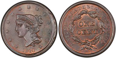 1840 1C N-8, Large Date MS65BN