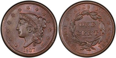 1837 1C N-9 MS65BN