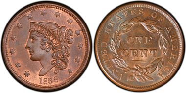 1838 1C Newcomb 5 MS65RB