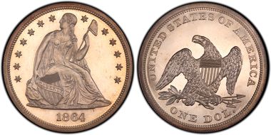 1864 $1 PR63