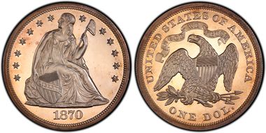 1870 $1 PR63CAM