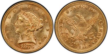 1876 $2.50 MS62