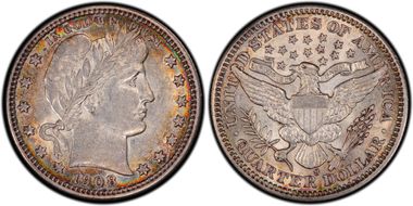 1908-S 25C AU53