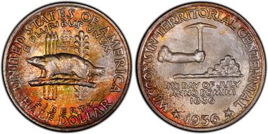 1936 50C Wisconsin MS67+