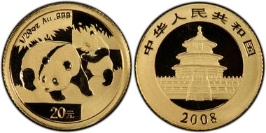 2008 20 Yn Panda Gold PAN-489A MS69