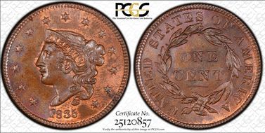 1835 1C N-8 Head of 1836 MS65RB