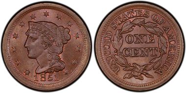 1851 1C Newcomb 4 MS65BN