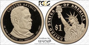 2012-S $1 Chester A. Arthur PR70DCAM
