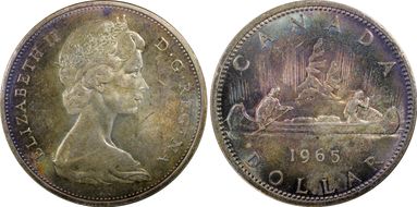 1965 S$1 Type 1 Sm Beads, Pt 5 MS64