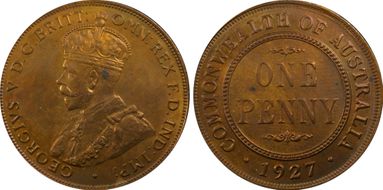 1927 (m) 1D English obverse MS64RB