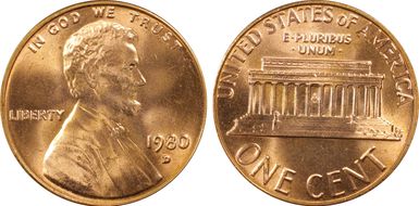 1980-D 1C MS66RD