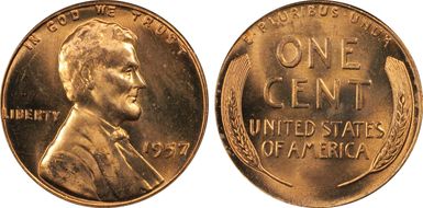 1957 1C MS65RD