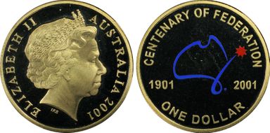 2001 $1 Centenary-Colorized PR69DCAM