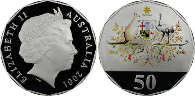 2001 50C Centenary of Federation Colorized PR69DCAM