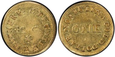 (1831-34) G$1 C. Bechtler, 30 G., Reeded Edge AU58